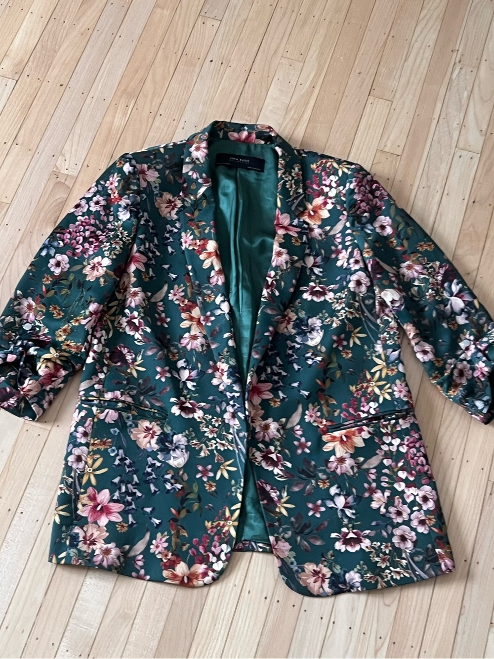 Zara Green Floral Blazer Jacket